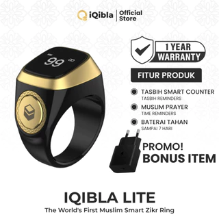 iQibla Zikr Ring Lite E01 Cincin Tasbih Digital Hitung Zikir Harian Muslim Modern Baterai Tahan Lama Cincin Zikir Bonus Adaptor Garansi Resmi