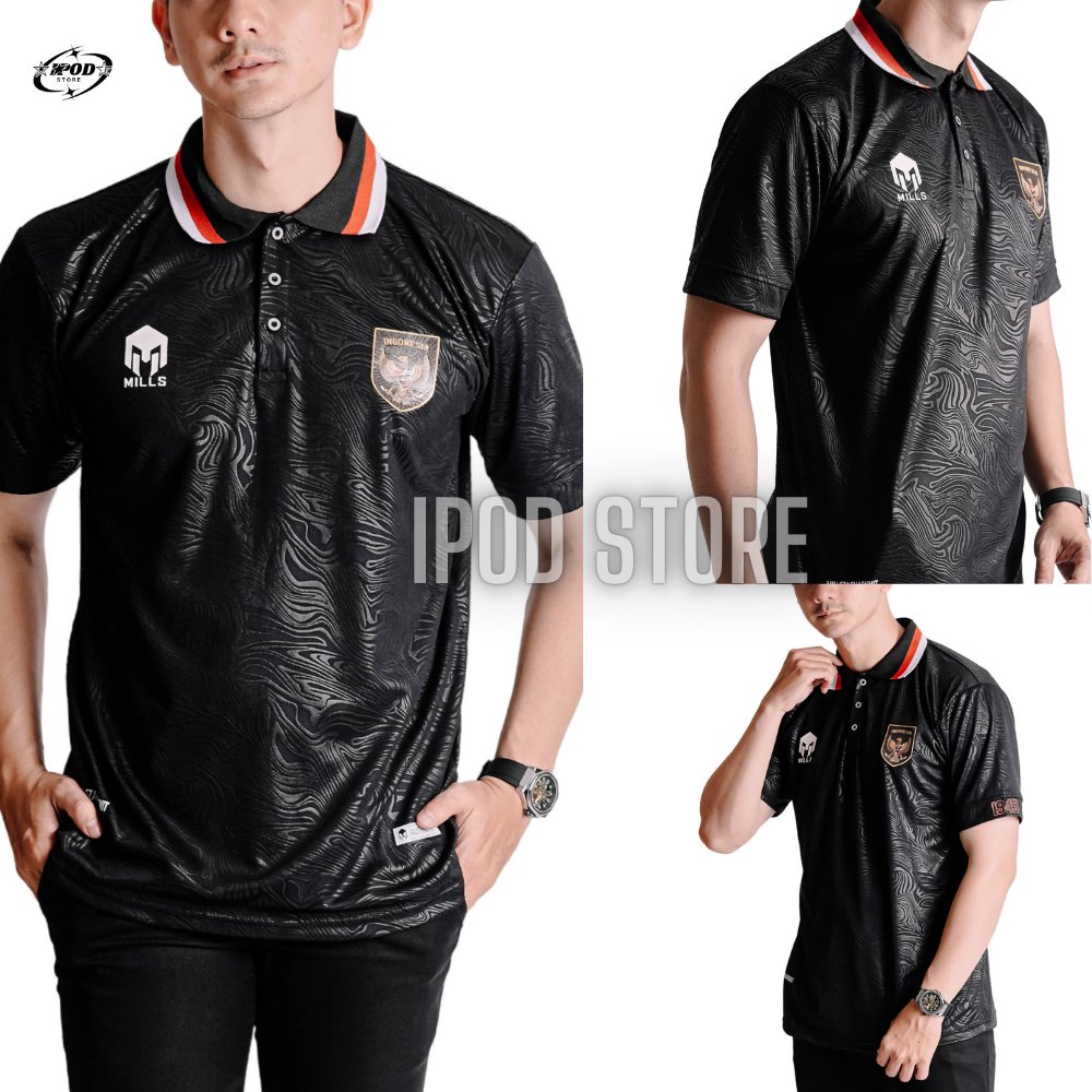 Jual Jersey Timnas Indonesia Mills hitam Unisex Pria dan Wanita Embos ...