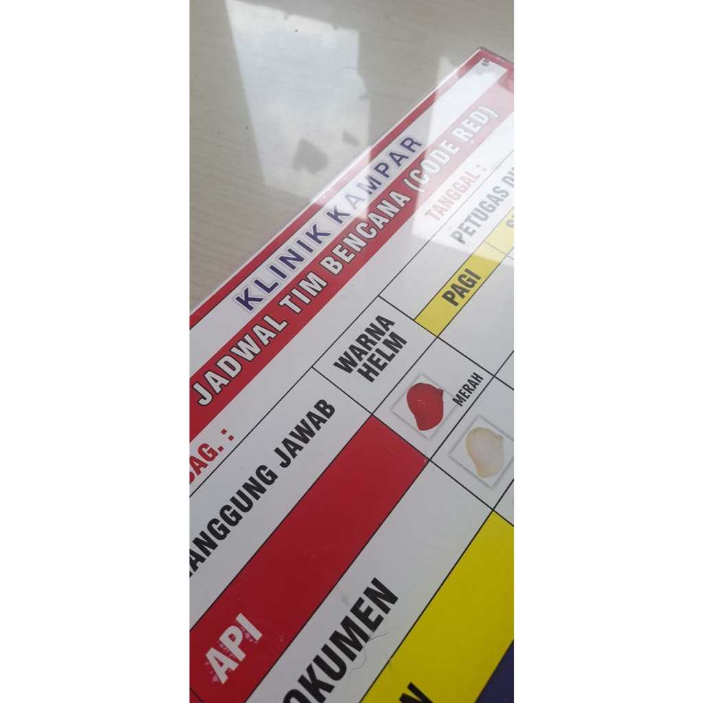 Jual Papan Jadwal Tim Bencana, Akrilik Red Code, Papan Code Red dengan ...
