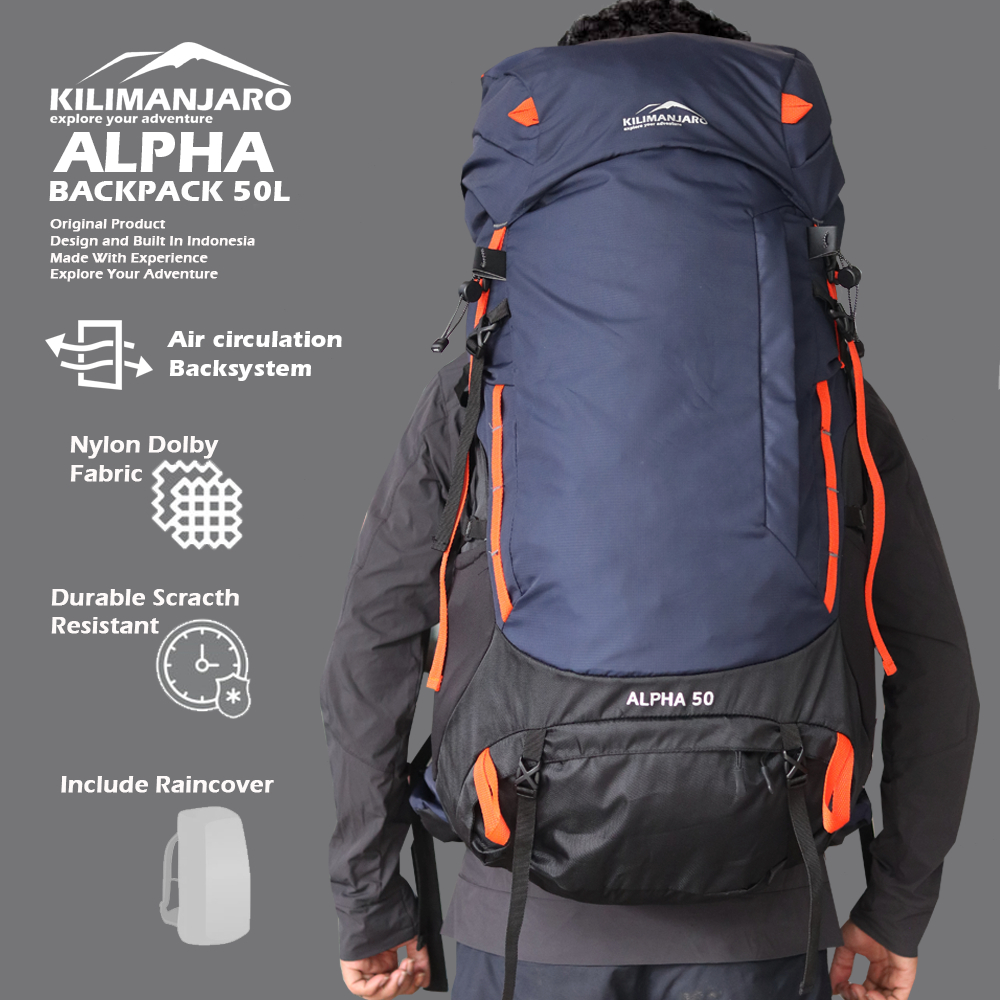 Carrier Kilimanjaro Alpha 50L Free Raincover Waterproof - Tas Gunung Kilimanjaro Alpha 50