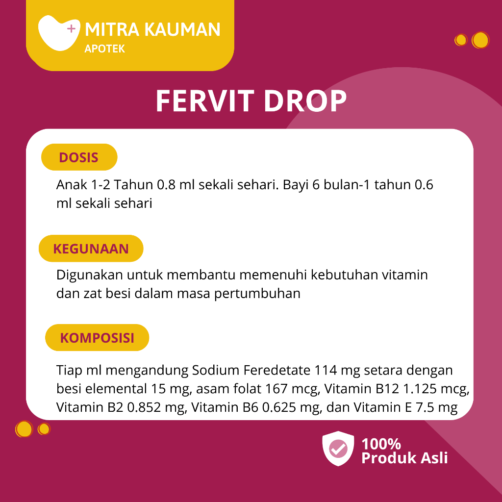 Jual Fervit Drops 15 ml - Membantu Memenuhi Kebutuhan Vitamin dan Zat ...