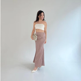 SALE Peach Poppy ELZI Mermaid Satin Skirt Korean Rok Satin Long Skirt Maxi Skirt Premium Wanita