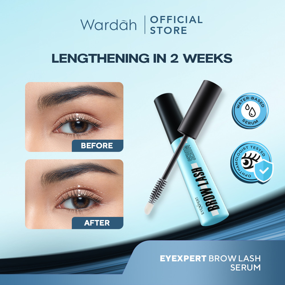 WARDAH EyeXpert Brow Lash Serum 10 ml - Serum Bulu Mata dan Alis, Panjang dan Tebal dalam 14 Hari, Menutrisi dan Menguatkan - Makeup