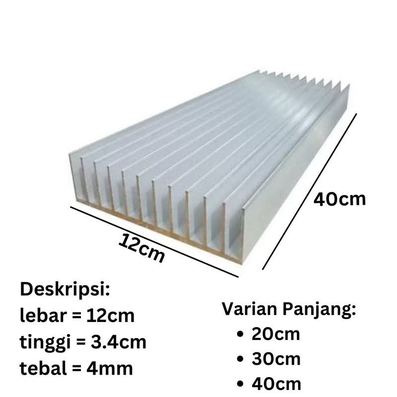 Jual heatsink 12 sirip 40cm tebal 4mm | pendingin 12sirip lebar 12cm ...