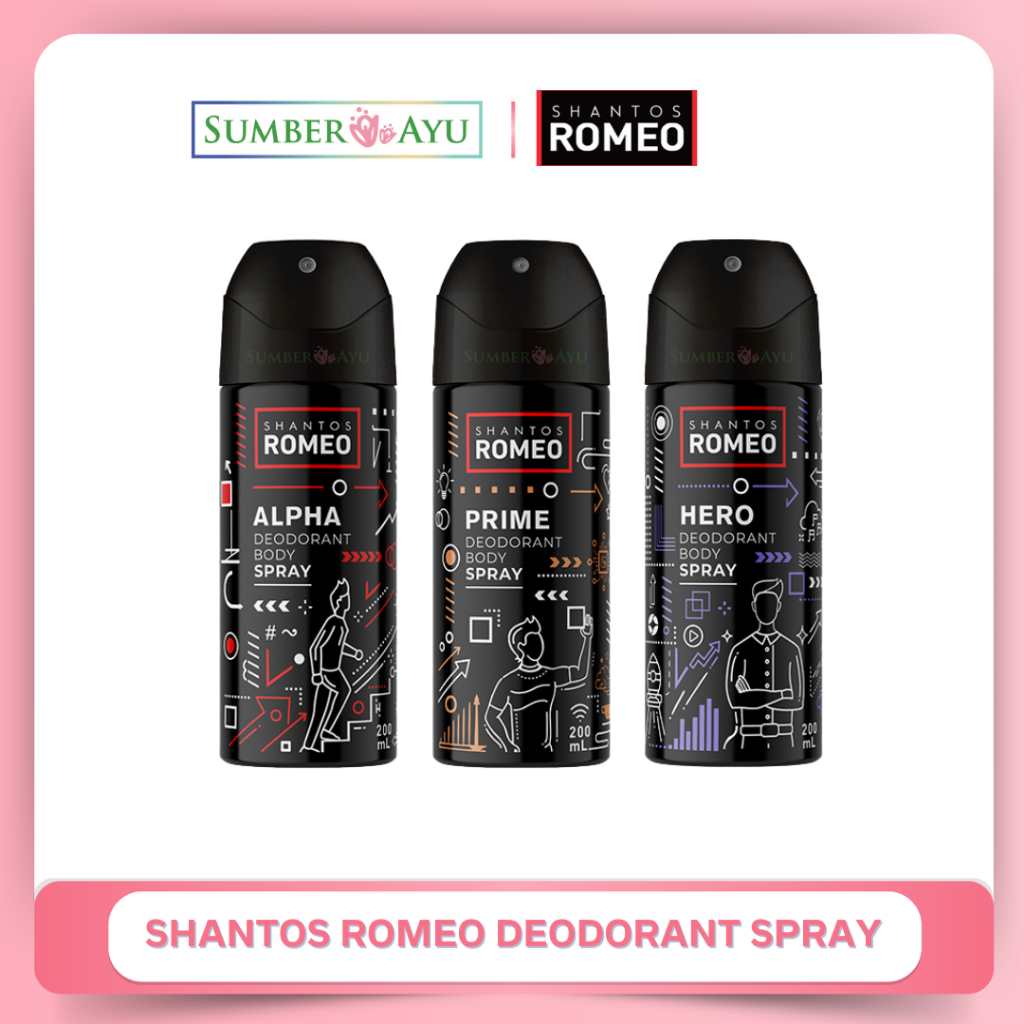 Jual SHANTOS ROMEO DEODORANT 200ML | DEO SPRAY | Shopee Indonesia