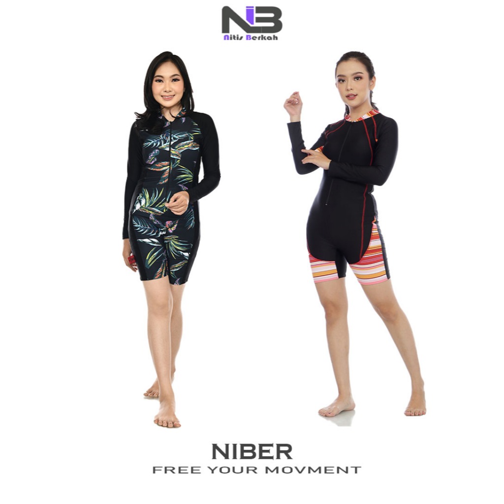 Jual NIBER baju renang wanita sport original lengan panjang +cup bra ...
