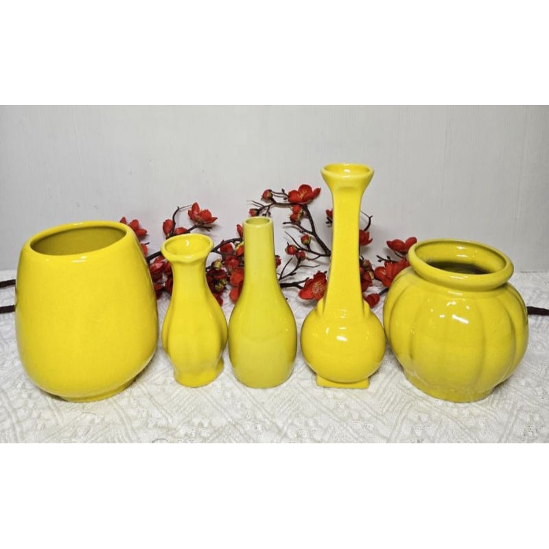 Jual vas keramik kuning pot kuning dekorasi | Shopee Indonesia