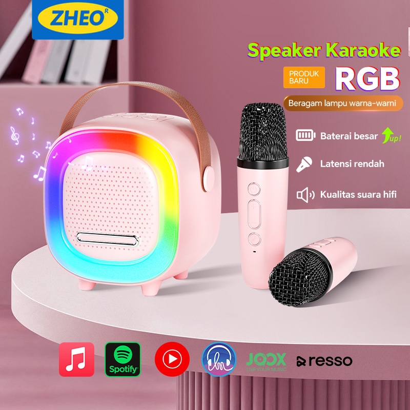 Jual Mini Bluetooth Speaker Karaoke 2Mic 1 Set Portable Wireless RGB ...