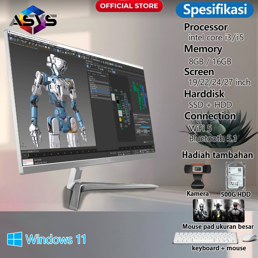 Komputer All-in-One Baru dengan Prosesor Intel Core i3/Core i5 main image 1