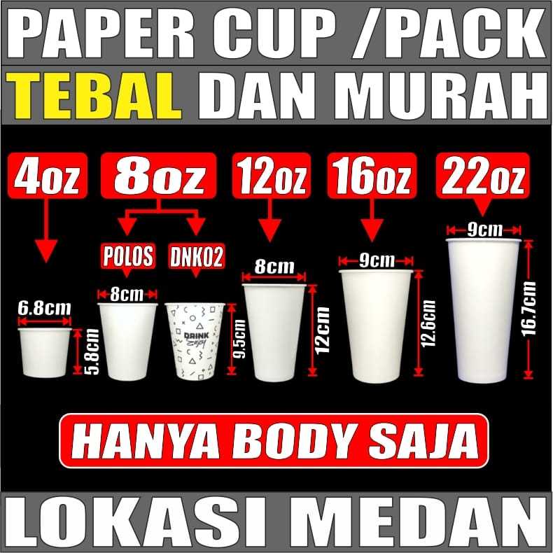 Jual Paper Cup Tebal 4oz 120ml 8oz 240ml 12oz 360ml 16oz 480ml 22oz ...