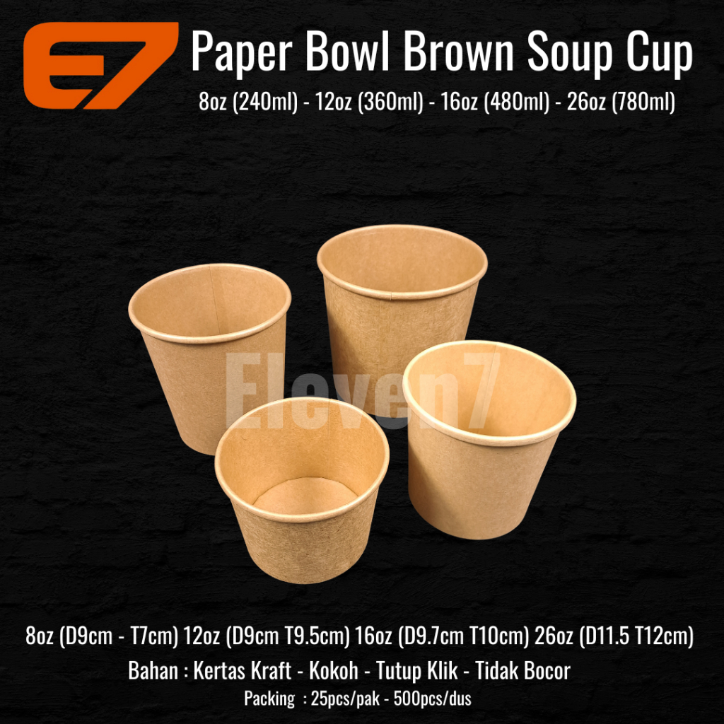 Jual Paper Cup Brown Kraft 12oz + Lid - Soup Cup, Ice Cream Cup Gelas ...