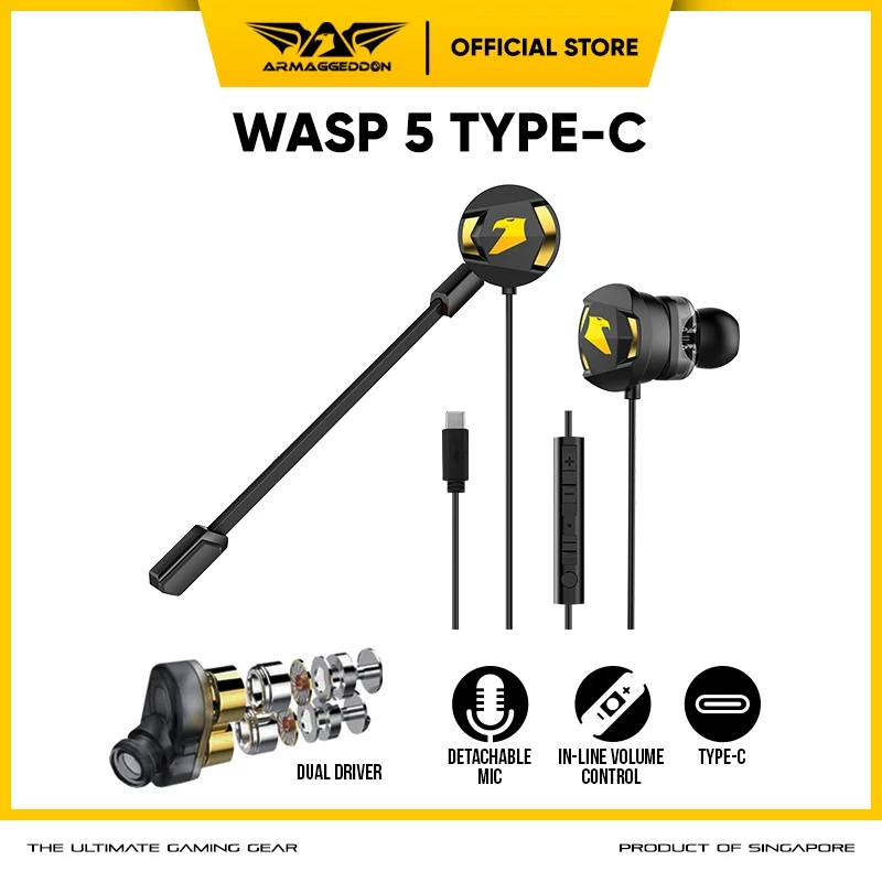 Headset Gaming Earphone Wasp 5 Dual Mic Ultra Bass By Sonicgear