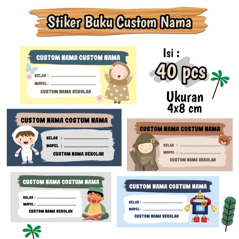 Jual Stiker Buku Custom Nama Karakter Lucu Cewek dan Cowok | Shopee ...