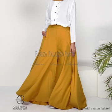 Celana Kulot Wanita Fariza Palazzo Pants Bahan Baloteli Payung Lebar Panjang 100cm Bisa Potong
