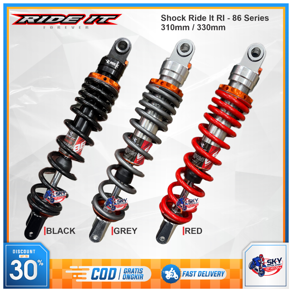 Jual Shock Ride It RI - 86 310 330 mm Vario Scoopy Beat Mio Original Motiv 