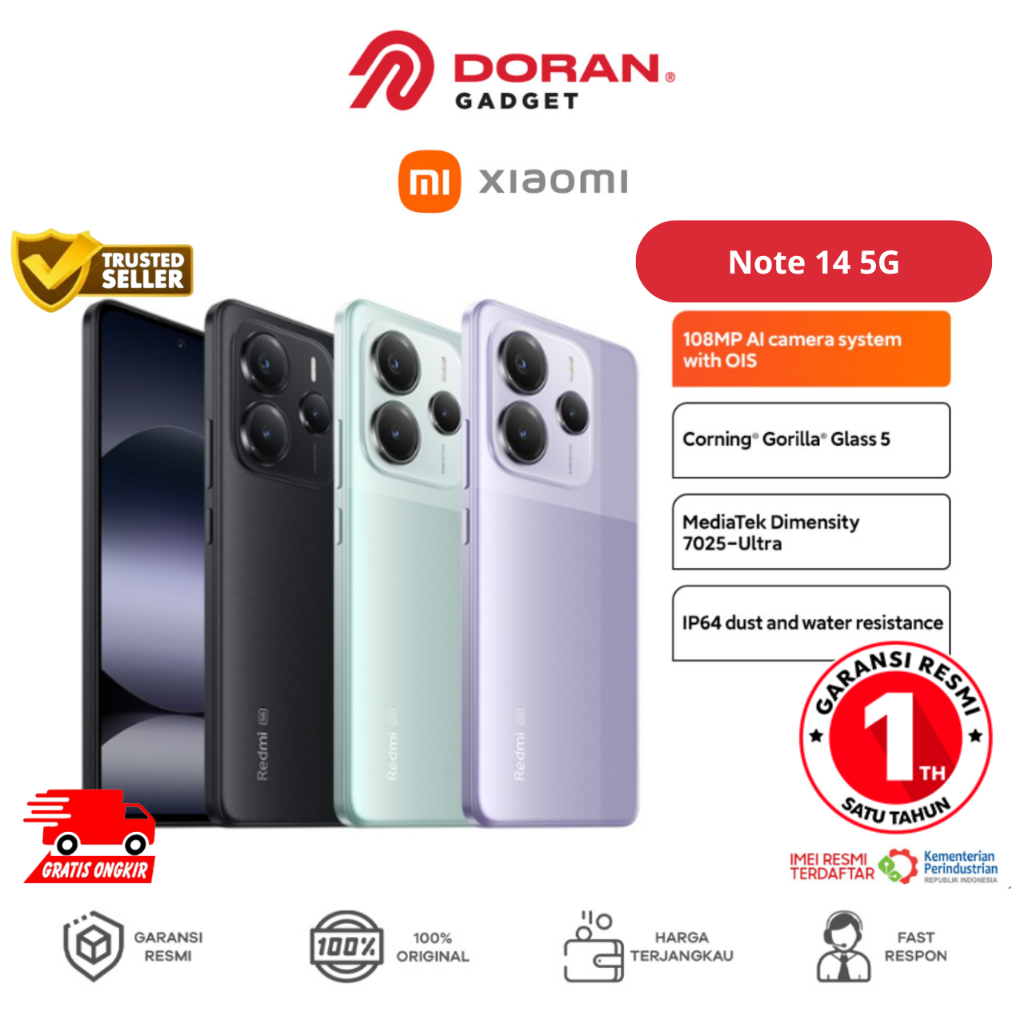 Jual Xiaomi Redmi Note 14 5G | 108MP AI OIS Camera | MediaTek 7025 ...