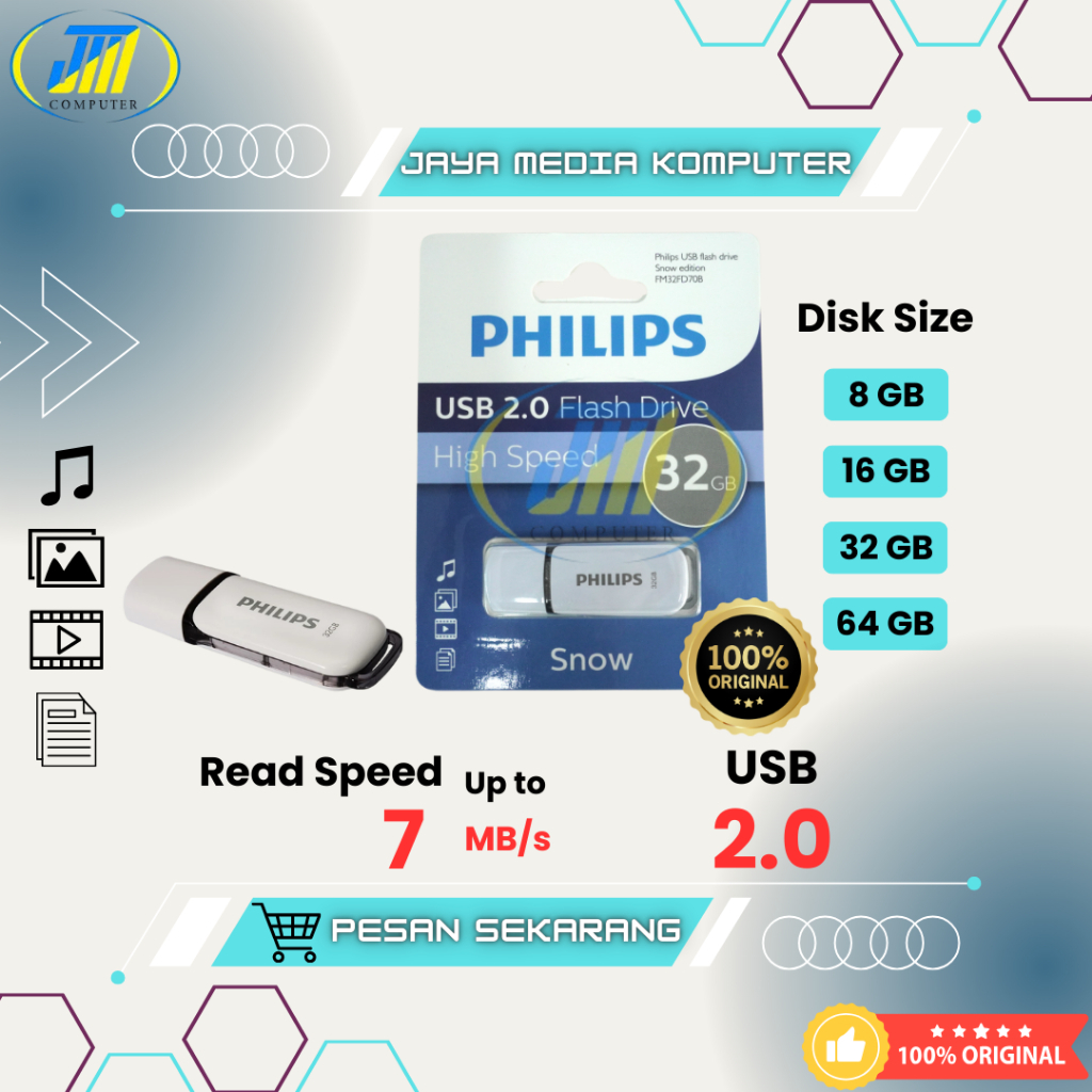 Jual Flashdisk Philips 2.0 Flash Drive 32GB (Snow) | Shopee Indonesia