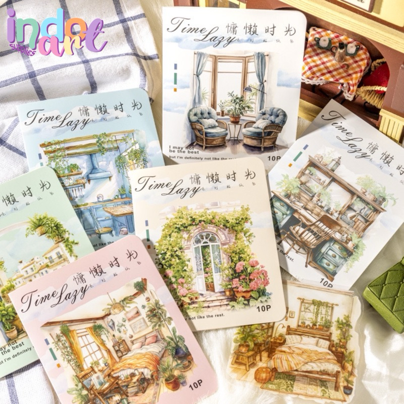 Jual (IAS) Sticker Deco Journal Scrapbook Green House Cafe Aesthetic ...