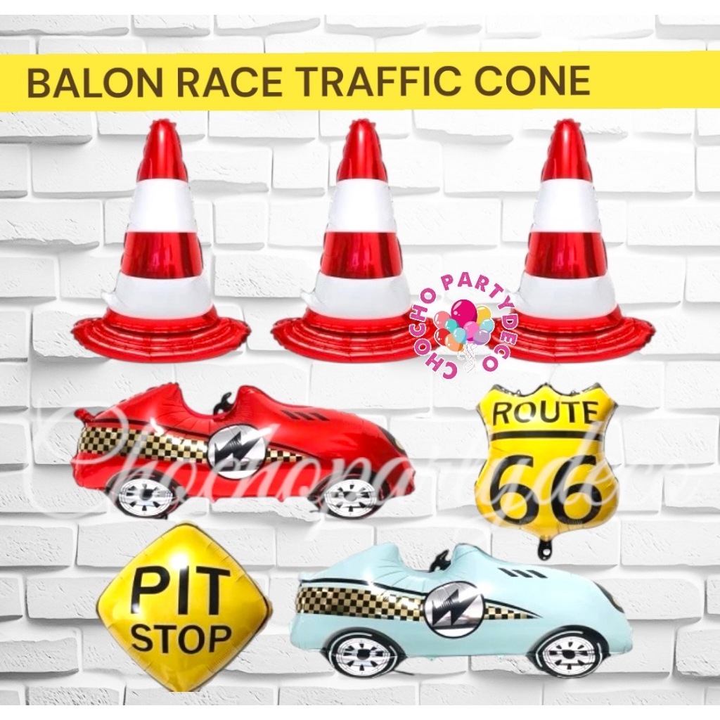 Jual Balon MOBIL TRAFFIC CONE / Balon Foil RACE CAR Pembalap Hotwheelss ...