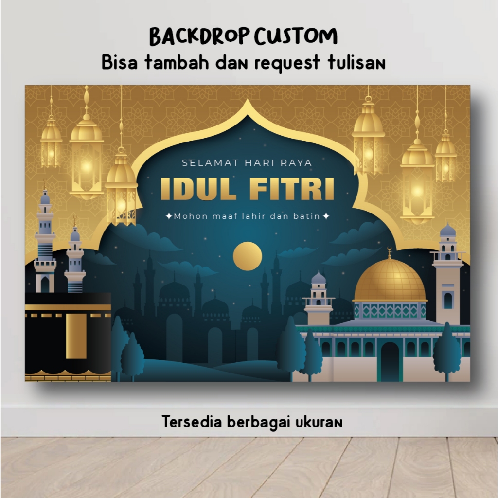 Jual BACKDROP IDUL FITRI UCAPAN LEBARAN MINAL AIDIN WAL FAIZIN CUSTOM ...