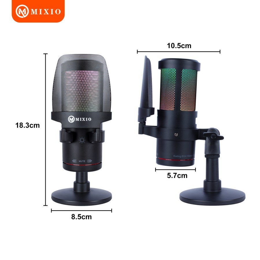 Jual MIXIO TL-H3 RGB Condenser Microphone USB Type-C XLR with Noise ...