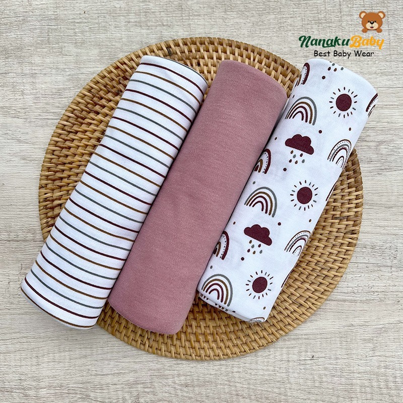 Jual Nanaku Baby - (Series Dusty Pink) Bedong Bayi Newborn Isi 3 Pcs ...