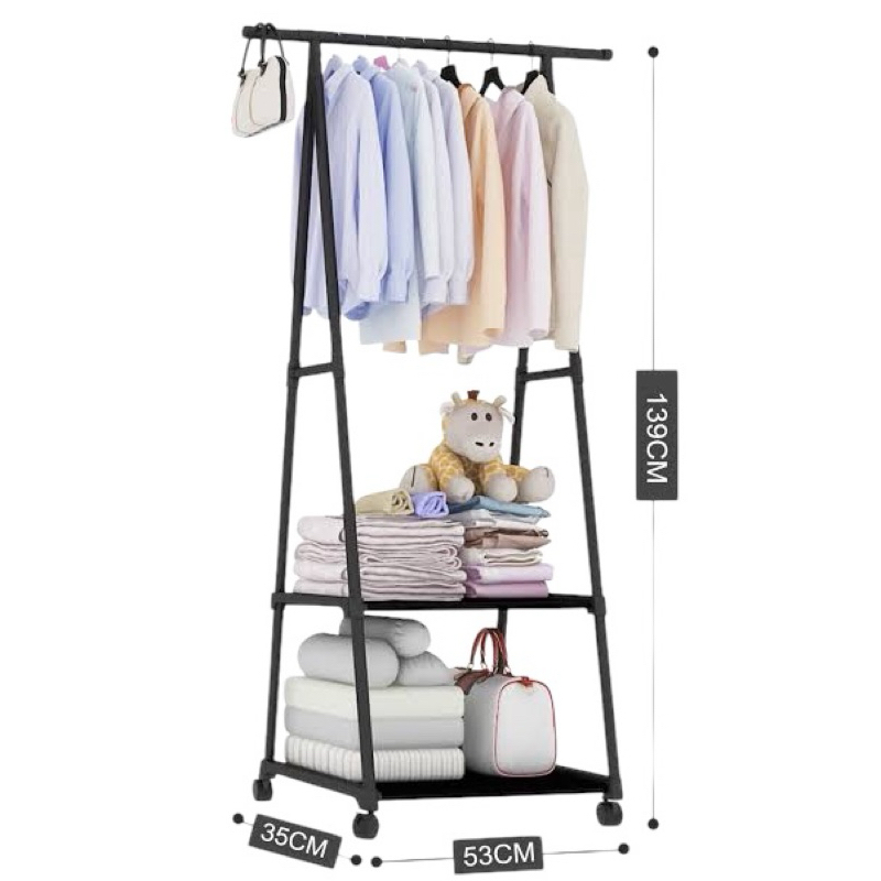 Jual rak gantung trianggle Hat Rack With Wheel Can Move The Hanging ...