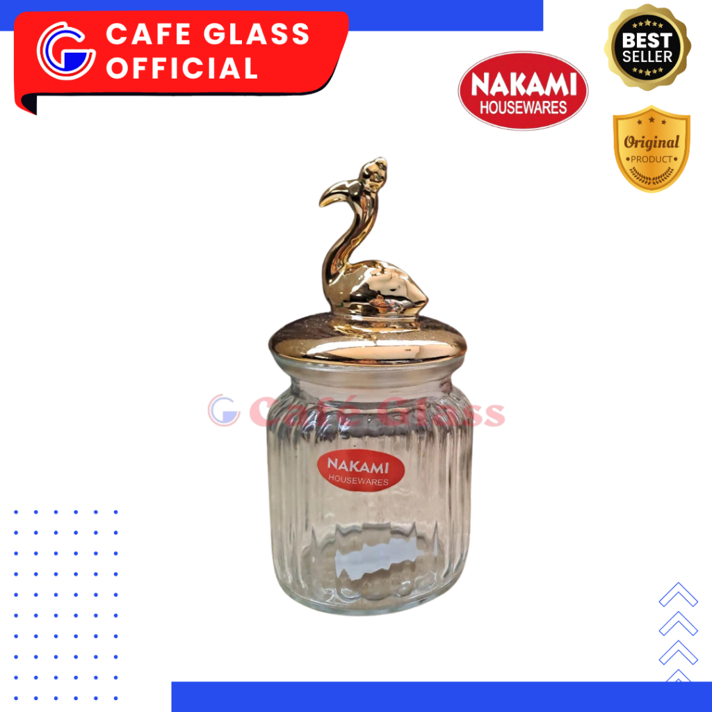 Toples Kaca Permen - Toples Kecil Aesthetic - Toples Lebaran Tutup Gold - Toples Nakami Nk-94164N
