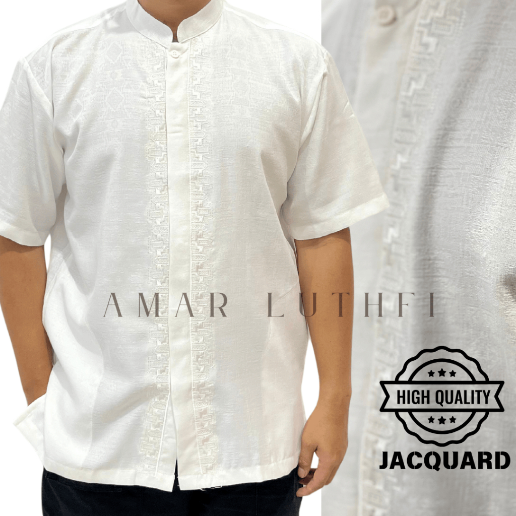 Baju Koko Putih Bahan Jaguar Dewasa Premium Katun Adem Farhan Lengan Pendek Terbaru