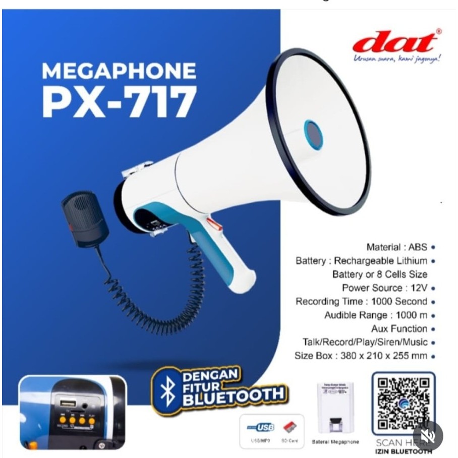 Jual MEGAPHONE DAT PX-717 100WATT BLUETOOTH | Shopee Indonesia