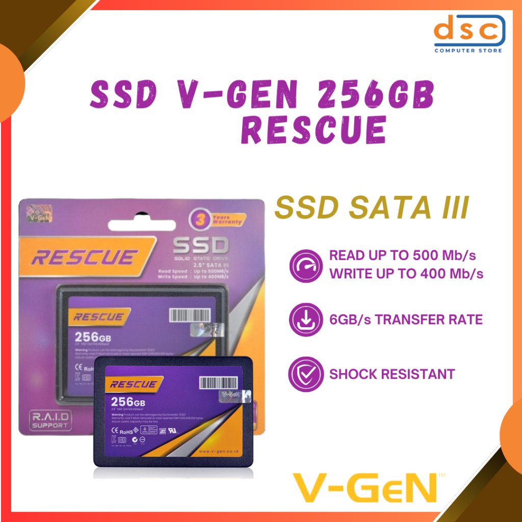 Jual SSD V-Gen Rescue 256GB - Sata 3 VGen 256 GB 2.5