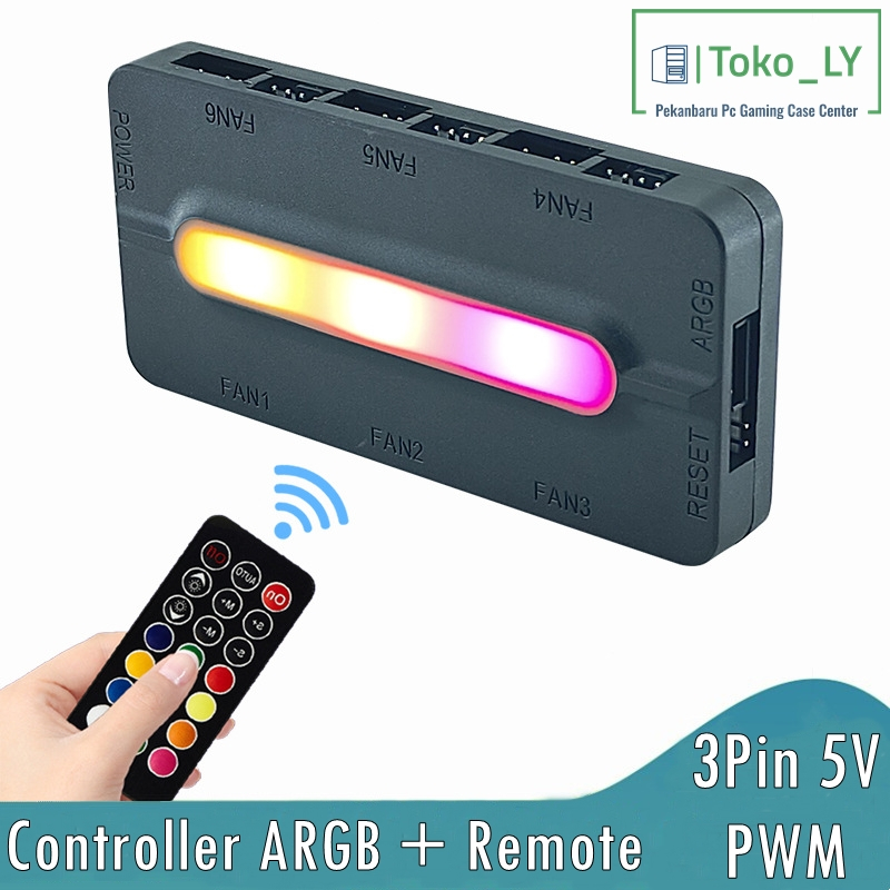 Jual ARGB Controller FAN/CPU 5V 3pin RGB with Remote Control - 6Port ...