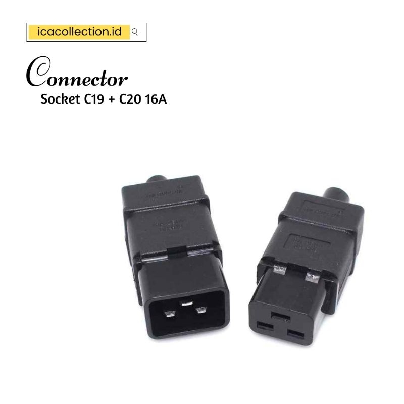 Jual CONNECTOR C20 MALE + C19 FEMALE 3 PIN 16A SOCKET UPS PDU SEPASANG ...