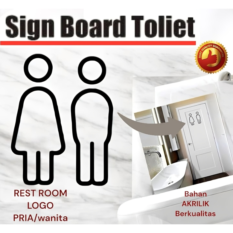 Jual SIGN BOARD AKRILIK 3mm Restroom / Papan Tanda Toilet ukuran 10 x ...