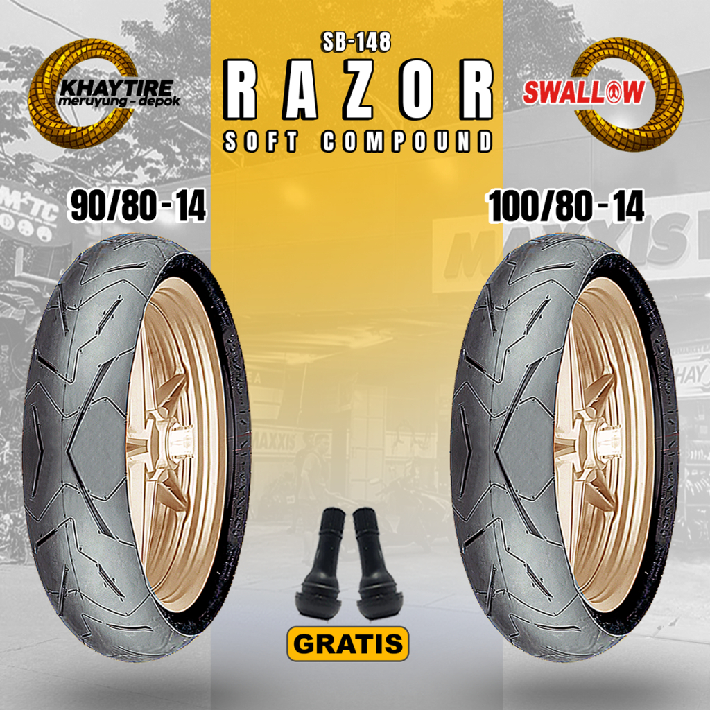 Jual Paket Ban Tubles Motor Matic SOFT COMPOUND SWALLOW RAZOR 90/80 ...
