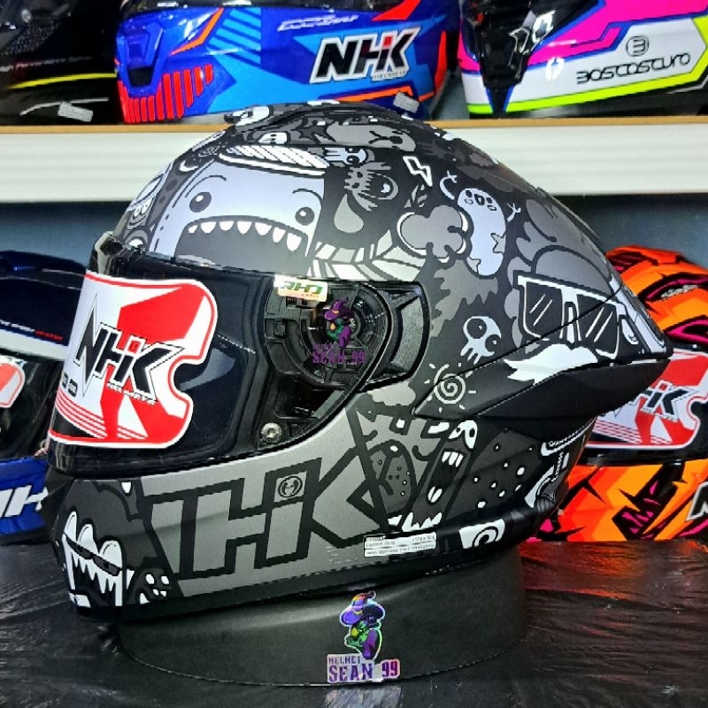 Jual HELM NHK MARK 1 DOODLES BLACK SILVER DOFF SINGLE VISOR RHD LENS ...