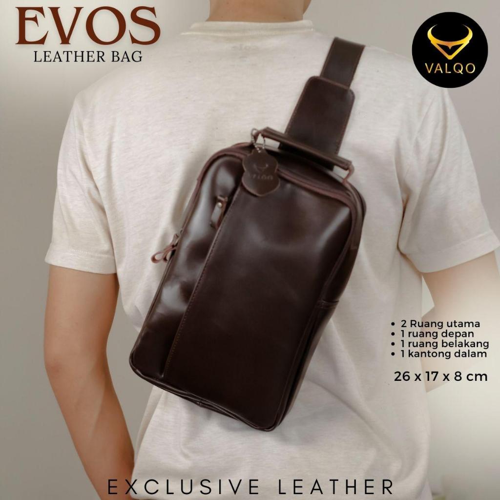 Jual Tas Kulit Sapi Asli Sling Bag Selempang EVOS Pria Wanita Dada