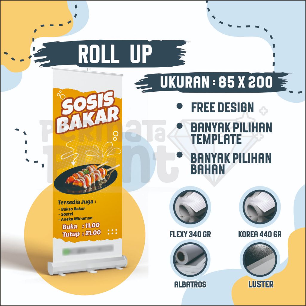 Jual Roll Up Banner Ukuran 85x200 Aneka Varian Bahan / Roll Up Banner ...