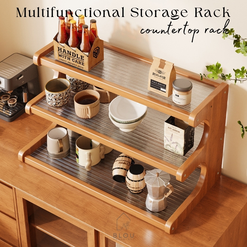 Jual Blou Rak Kayu Aesthetic Estetik Kitchen rack seasoning storage ...
