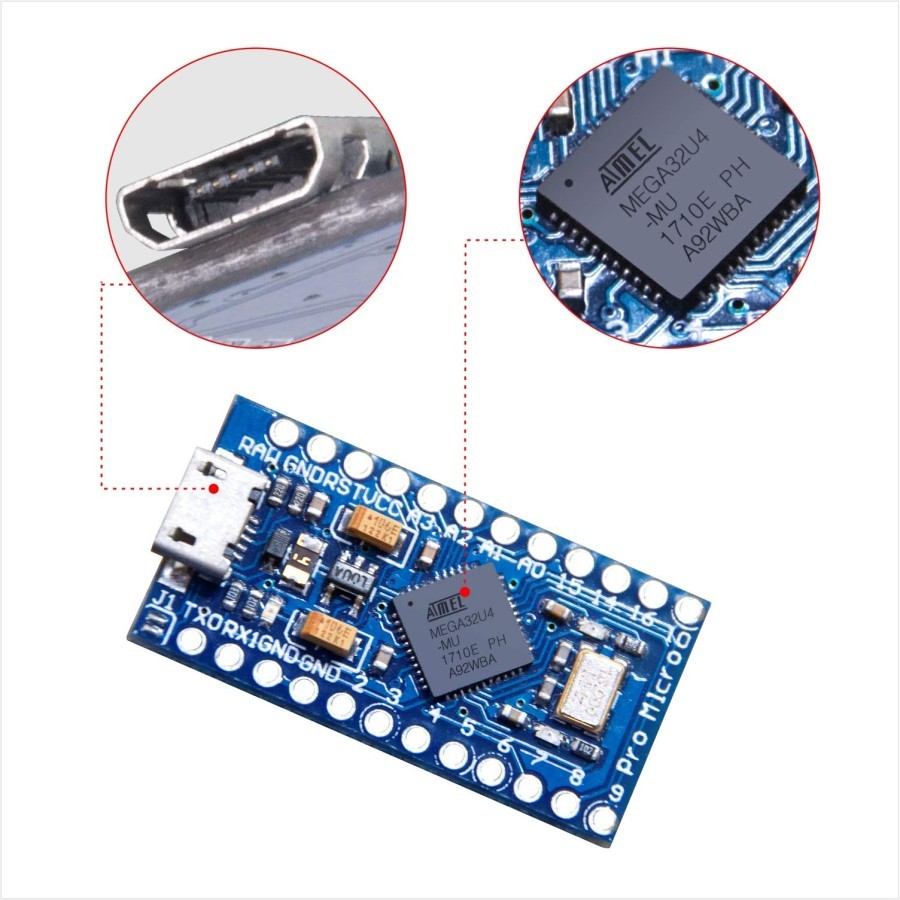 Jual Arduino Promicro Pro Micro Atmega32u4 Like Leonardo 16mhz 5v Board ...