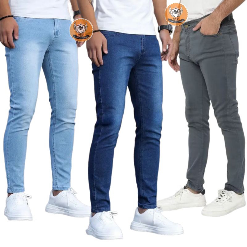 Jual Celana jeans pria Bahan streach melar pensil Slimfit cowok panjang
