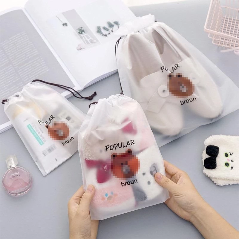 [ 5-10 Pcs ] Pouch Tempat Make Up Serbaguna Model Tali Serut Ukuran Sedang Anti Air | AutoStock