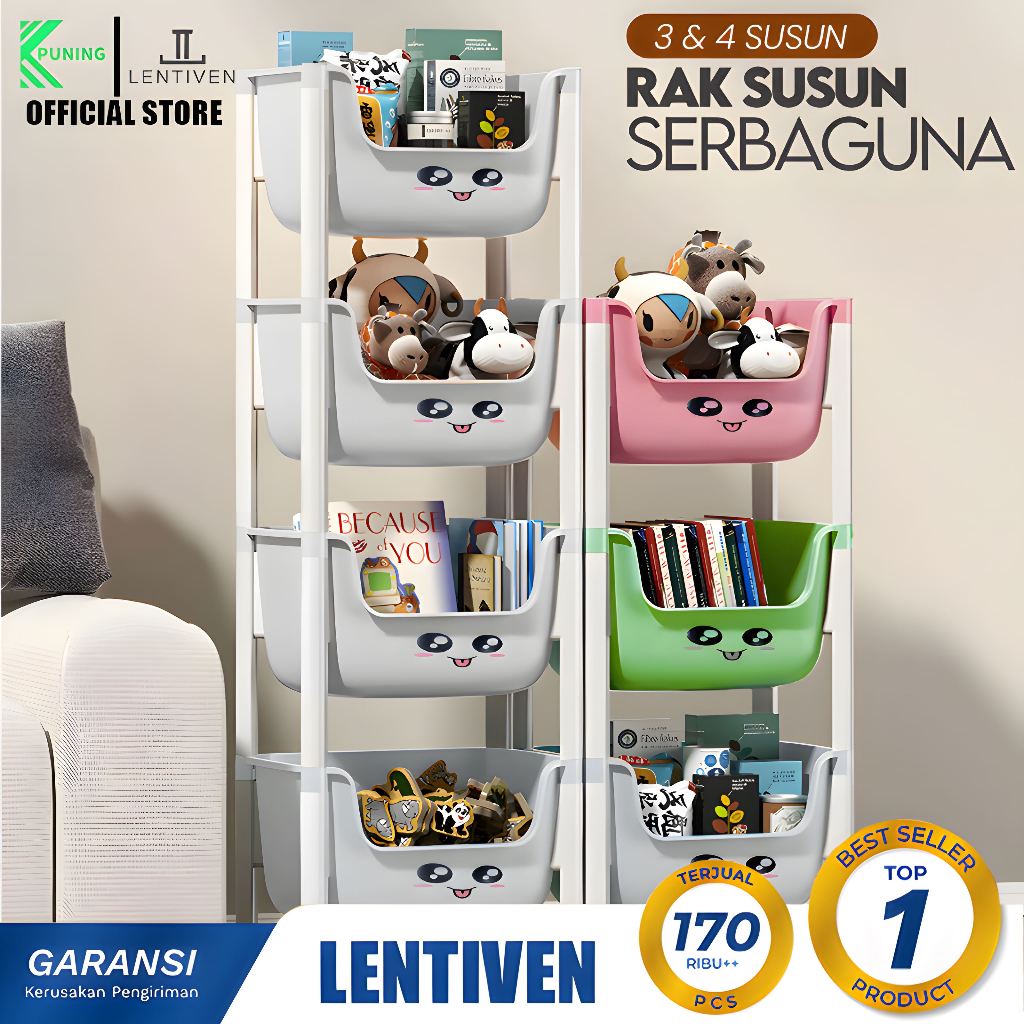 Jual PUNING LENTIVEN Rak Susun Serbaguna 4 Susun Bahan Plastik Dengan ...