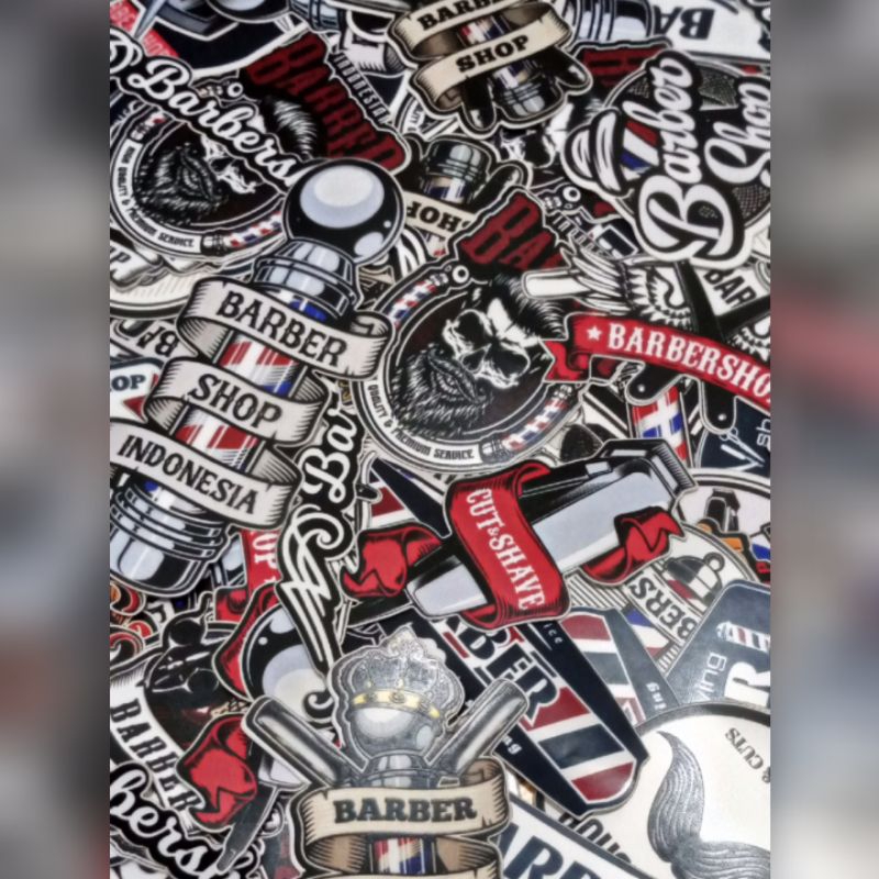 Jual STICKER PACK SET 32 PCS BARBERSHOP CUTTING VINYL UKURAN MEDIUM ...