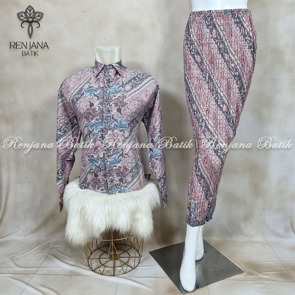 Jual Renjana Batik - Kemeja Batik Couple Pasangan Rok Plisket Batik ...