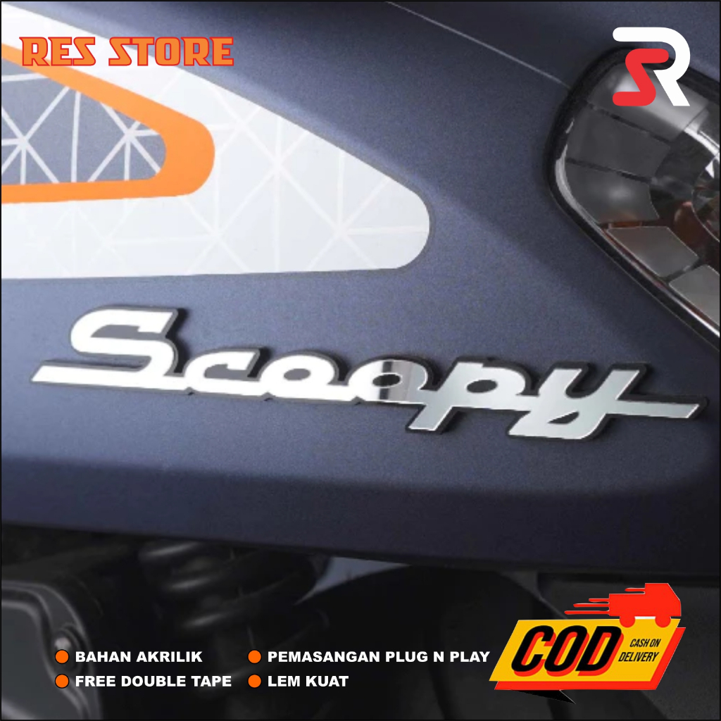 Jual Emblem SCOOPY Logo Scoopy Tulisan Scoopy Timbul 3D Stiker timbul ...