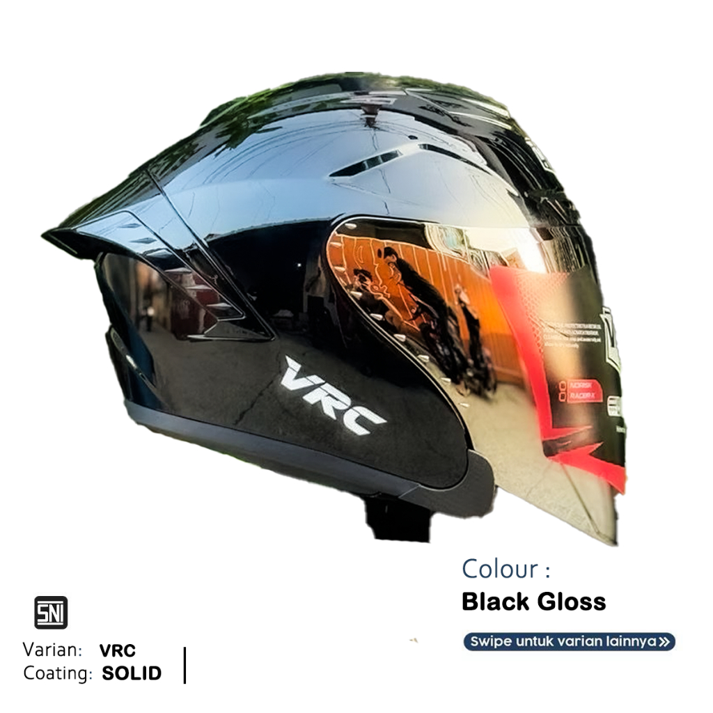 Jual HELM HALF FACE TERBARU VRC RACER X SOLID ORIGINAL PREMIUM STANDAR ...