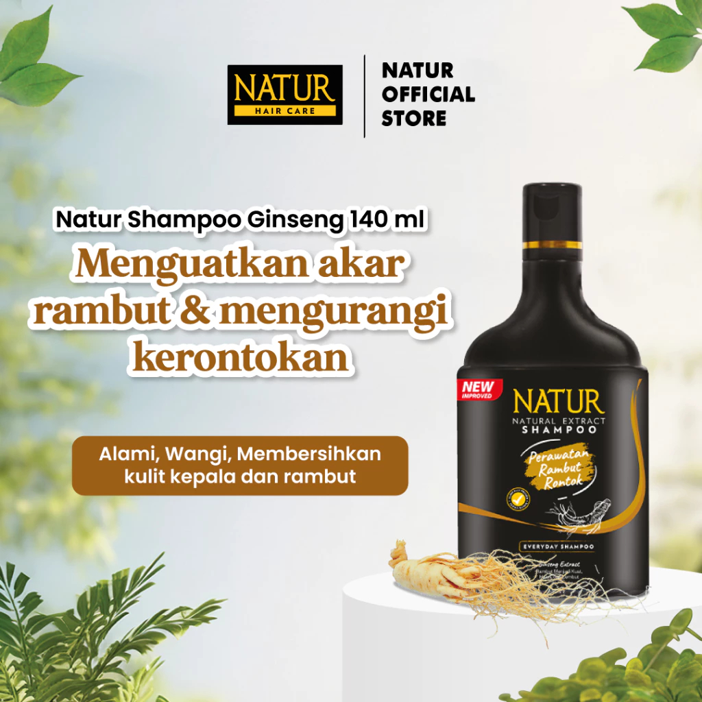 Jual NATUR Hair Care Natural Extract Shampoo Gingseng 140 ml - Anti ...