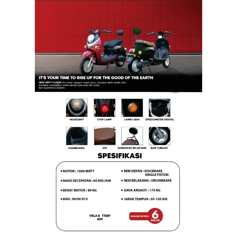 Jual Sepeda Motor Listrik Greentech - UNITY CLASSIC - NEW EDITION 1500 ...