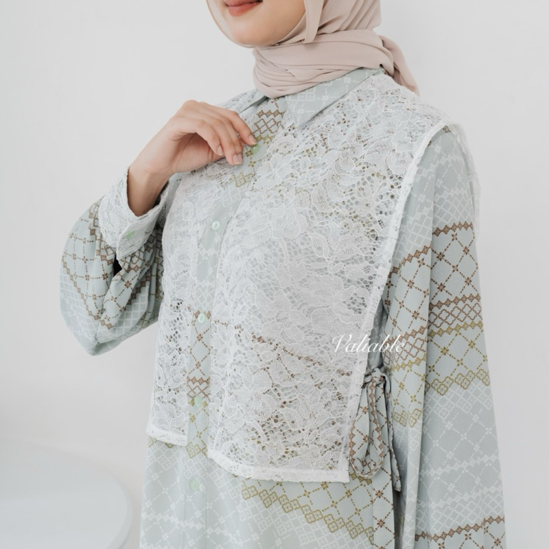 Jual Xaviera Pattern Tunic Brukat Vest | Kemeja Tunik Lengan Panjang ...